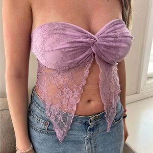 NWT Blue Blush Lavender Lace Strapless Top
